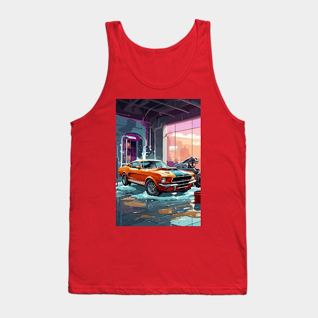 Classic American Shelby Orange Muscle Car Tank Top by VENZ0LIC